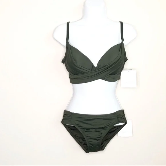 La Blanca Island Goddess Underwire Standard Island Goddess Shirred Hipster Set - Picture 2 of 7